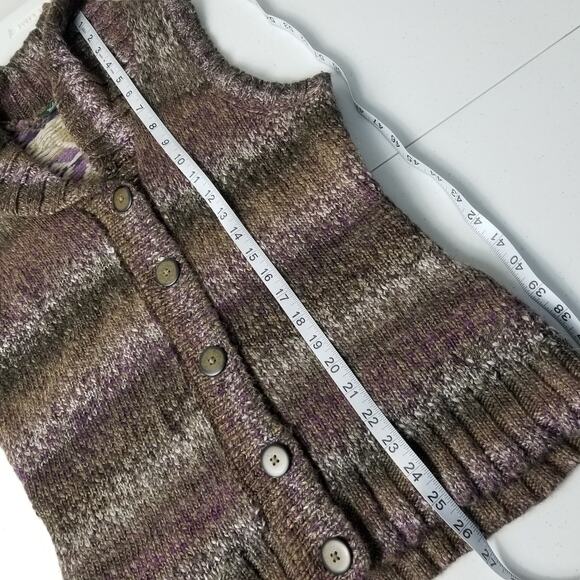 Woolrich Brown Green Purple Wool Lambswool Sweater Vest Size Small Petite - Picture 4 of 6